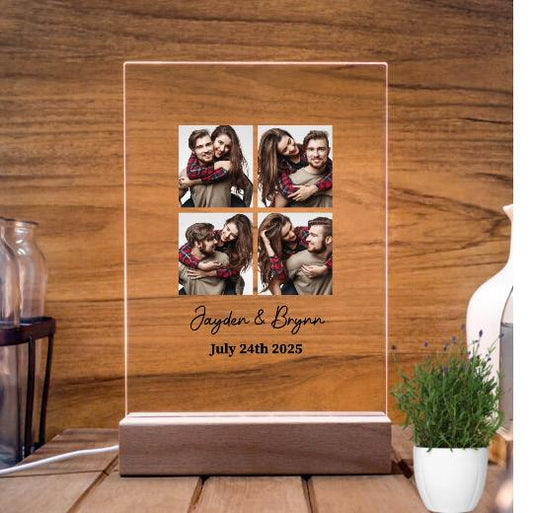 Custom Acrylic Plaque Photo Stand with LED Night Light