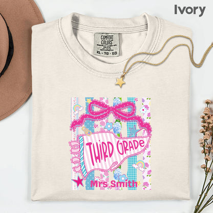 Comfort Colors® Personalized Back to School Shirt Custom Teacher Grade Tees Pre K Kinder 1st 2nd 3rd 4th 5th Grade T Shirt For Men Women Kids