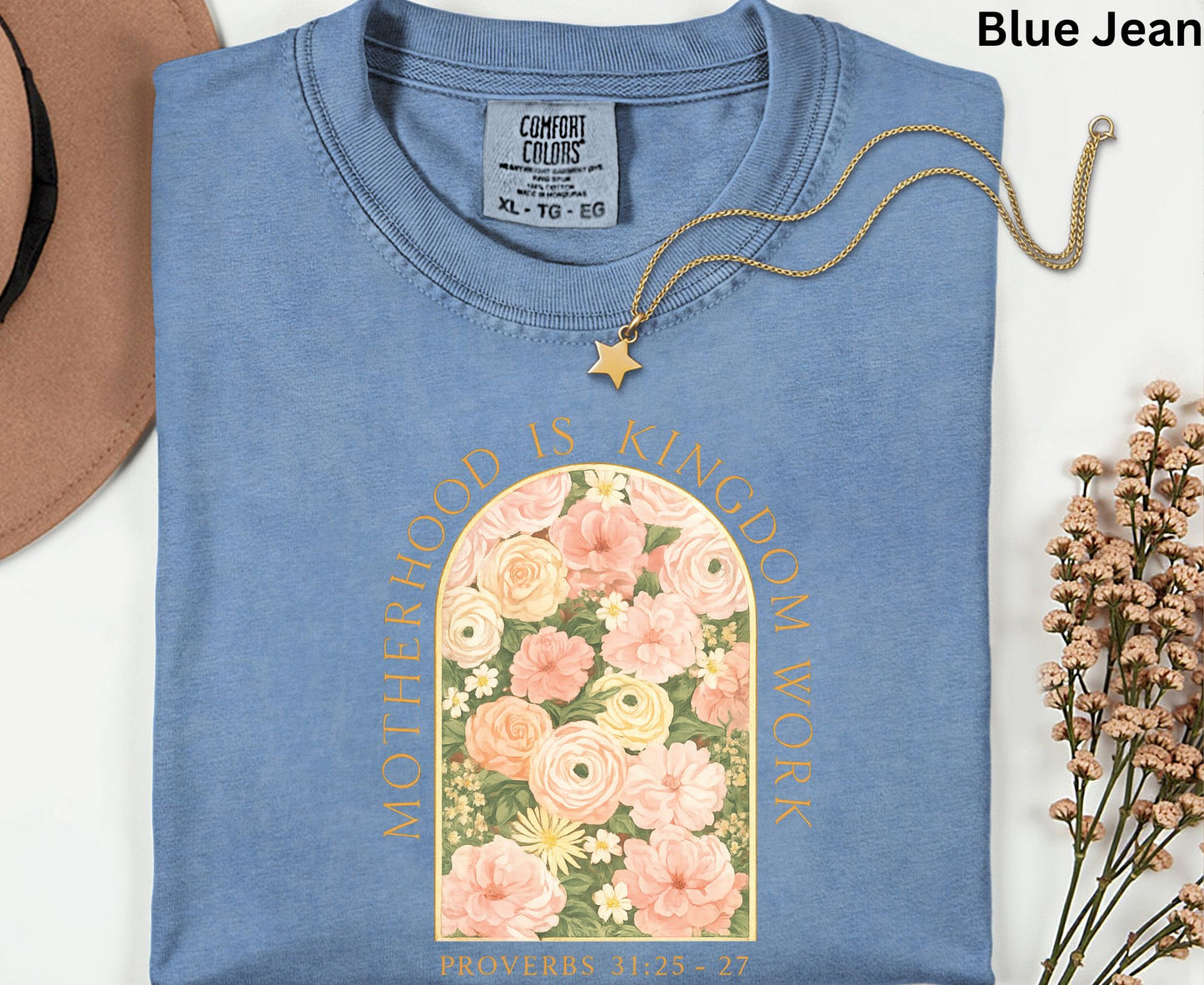 Motherhood Is Kingdom Work T Shirt Proverbs 31 Christian Mom Tee Floral Faith Shirt Adult Youth Toddler Baby Religious Mother's Day Gift
