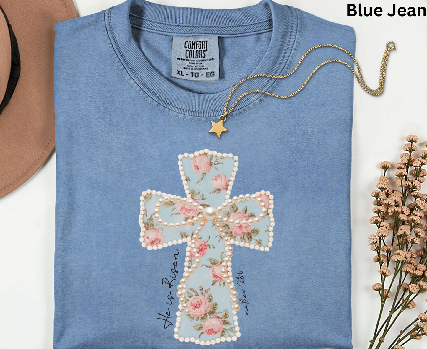 He Is Risen T Shirt Floral Cross Tee Matthew 28:6 Faith Shirt Adult Youth Toddler Baby Religious Gift Shabby Chic Aesthetic Christian Shirt