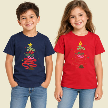 Merry Christmas T-Shirt, Script Tree Sparkle Tee, Festive Holiday Sweatshirt