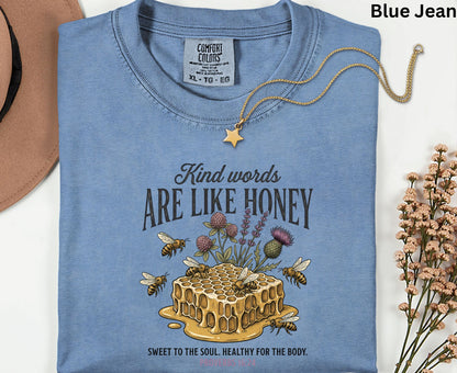 Kind Words Are Like Honey T Shirt Proverbs 16:24 Tee Christian Bee Honeycomb Shirt Religious Faith Gift Adult Youth Toddler Baby Apparel