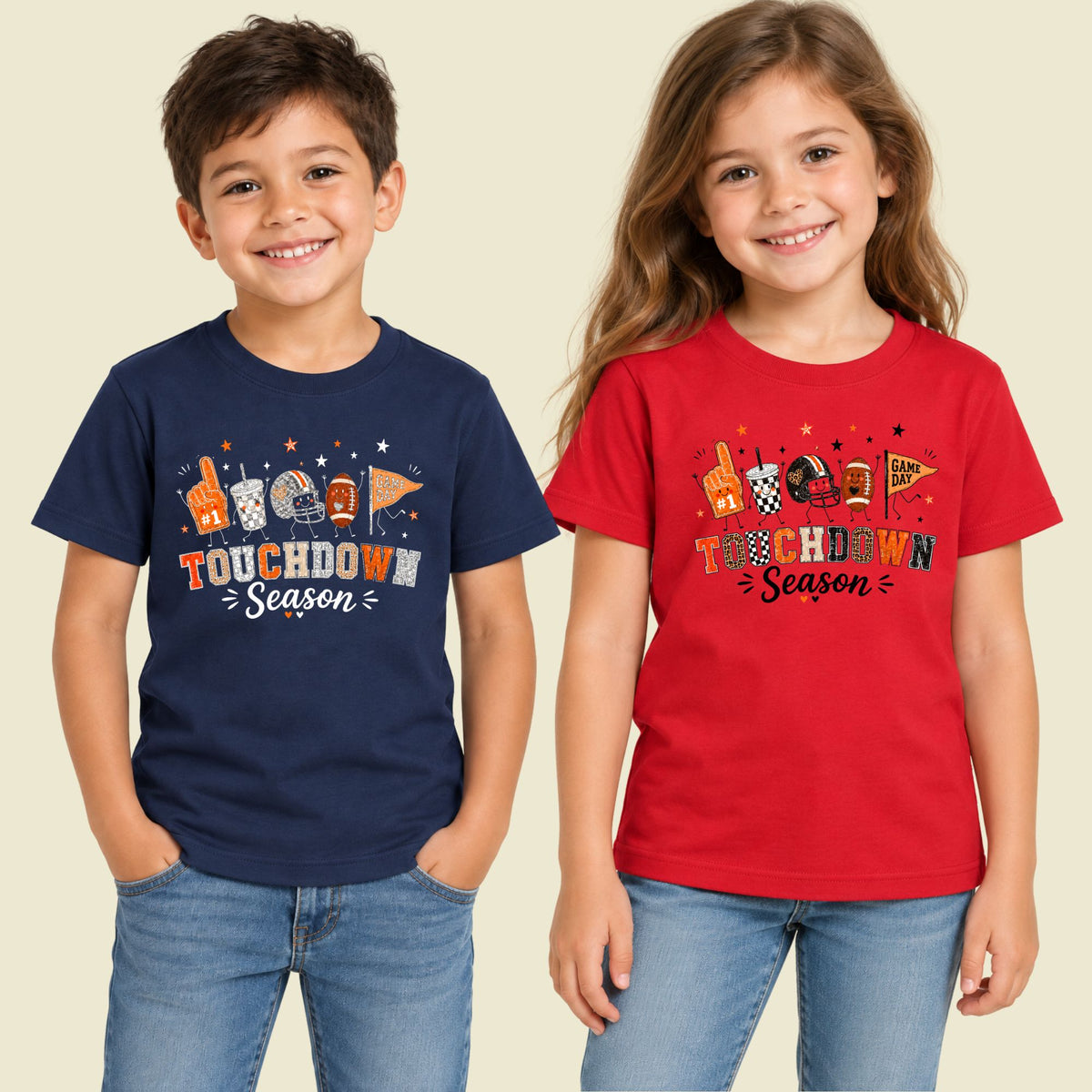 Touchdown Season Football T-Shirt, Game Day Fall Tee for Toddler and Kids
