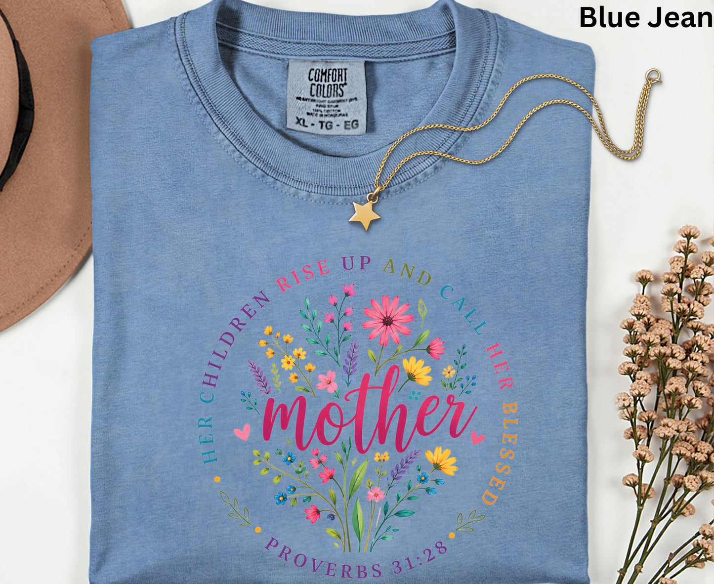 Proverbs 31:28 Mother T Shirt Christian Floral Tee Her Children Call Her Blessed Shirt Religious Mom Gift Adult Youth Toddler Baby Apparel