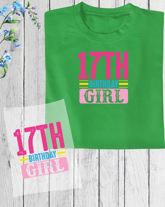 Happy 17th Birthday Granddaughter DTF Transfer Film