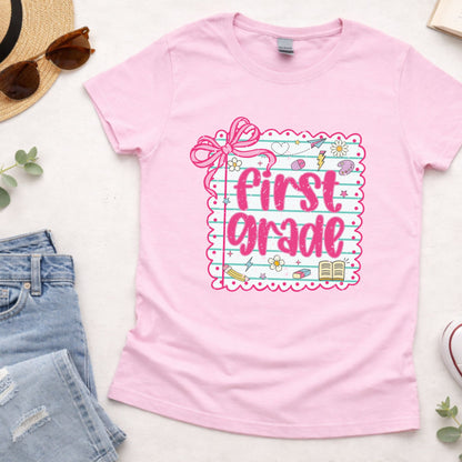 Preppy Back to School Grade Shirt Kinderarten Pre-K First Grade Second Grade Third Grade Fourth Grade Fifth Grade Kids Teacher School Tees