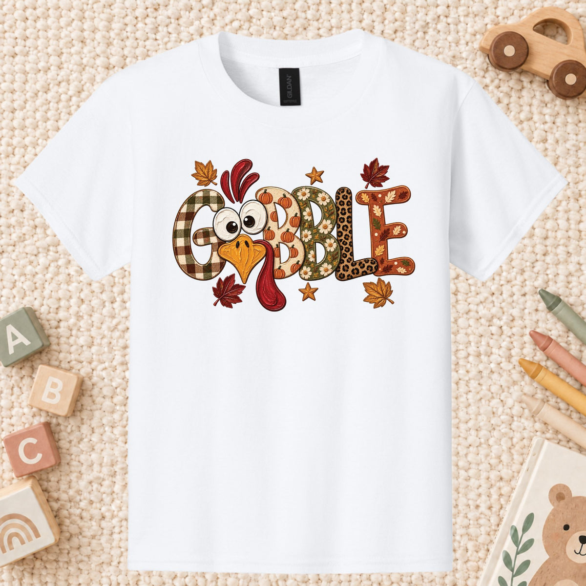 Gobble Turkey T-Shirt, Plaid Leopard Thanksgiving Tee, Funny Fall Sweatshirt