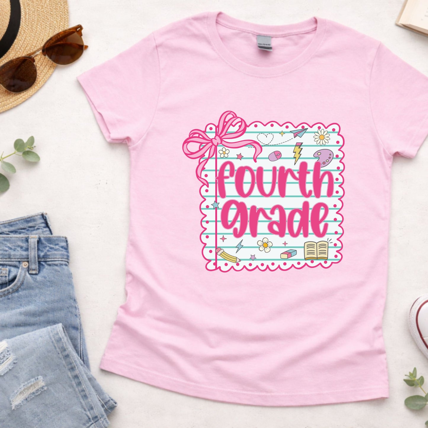 Preppy Back to School Grade Shirt Kinderarten Pre-K First Grade Second Grade Third Grade Fourth Grade Fifth Grade Kids Teacher School Tees