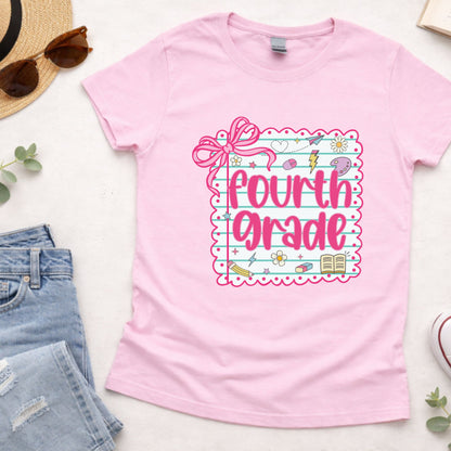 Preppy Back to School Grade Shirt Kinderarten Pre-K First Grade Second Grade Third Grade Fourth Grade Fifth Grade Kids Teacher School Tees