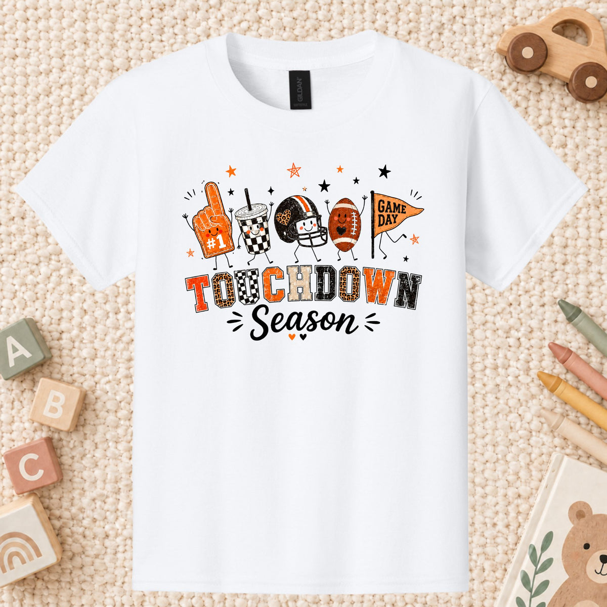 Touchdown Season Football T-Shirt, Game Day Fall Tee for Toddler and Kids
