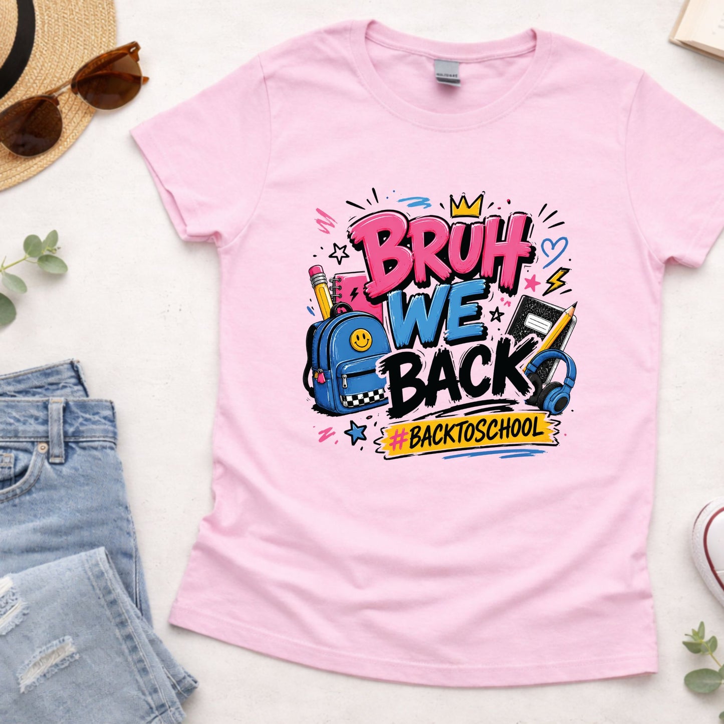Bruh We Back to School T Shirt Retro Welcome Back to School Kids shirt Youth School Student Funny Gift Tees