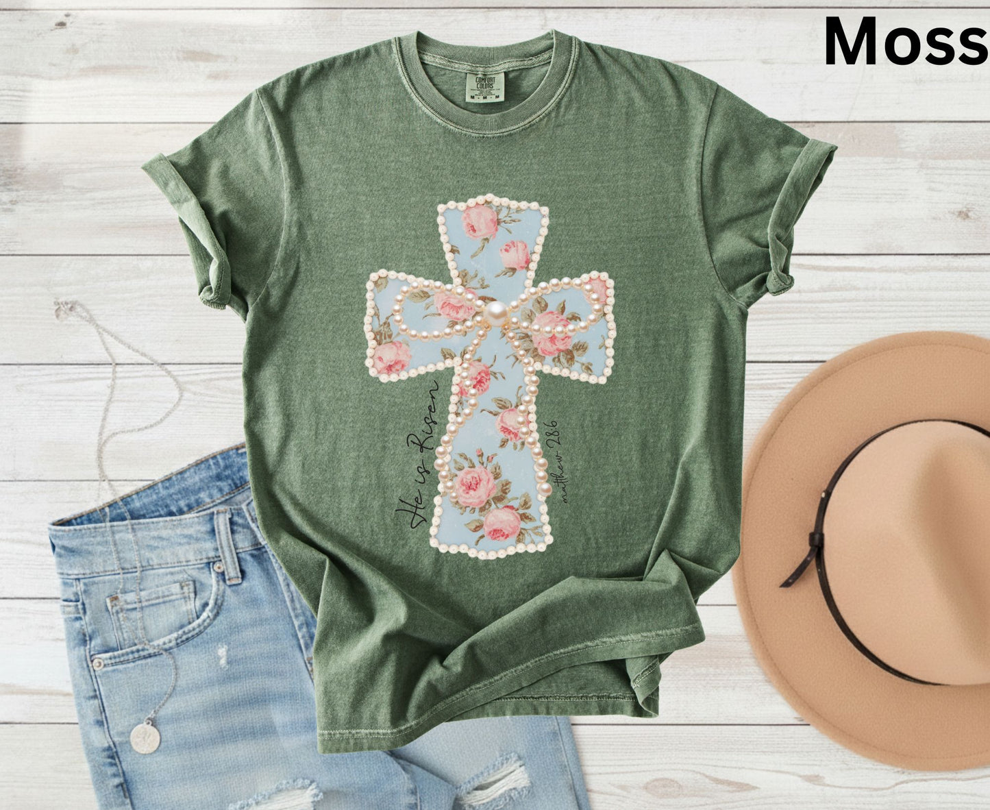 He Is Risen T Shirt Floral Cross Tee Matthew 28:6 Faith Shirt Adult Youth Toddler Baby Religious Gift Shabby Chic Aesthetic Christian Shirt