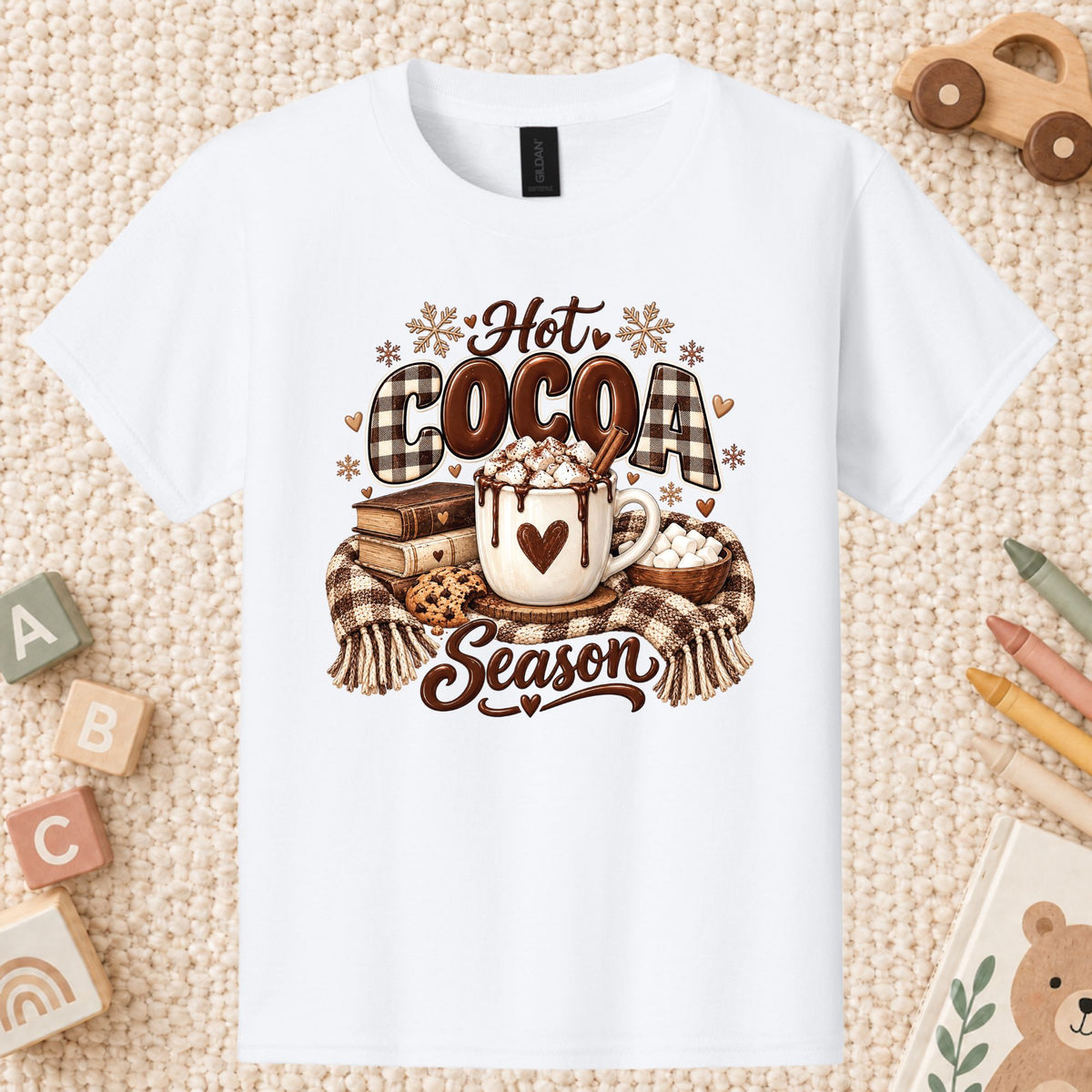 Hot Cocoa Season T-Shirt, Books and Cookies Christmas Tee, Cozy Winter Sweatshirt