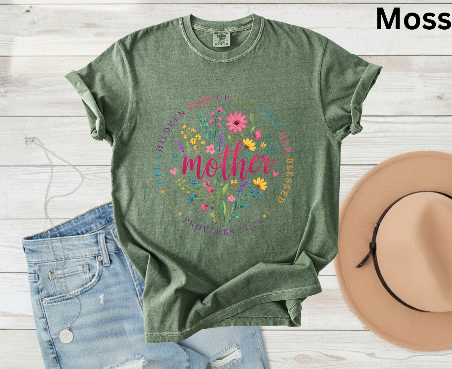Proverbs 31:28 Mother T Shirt Christian Floral Tee Her Children Call Her Blessed Shirt Religious Mom Gift Adult Youth Toddler Baby Apparel