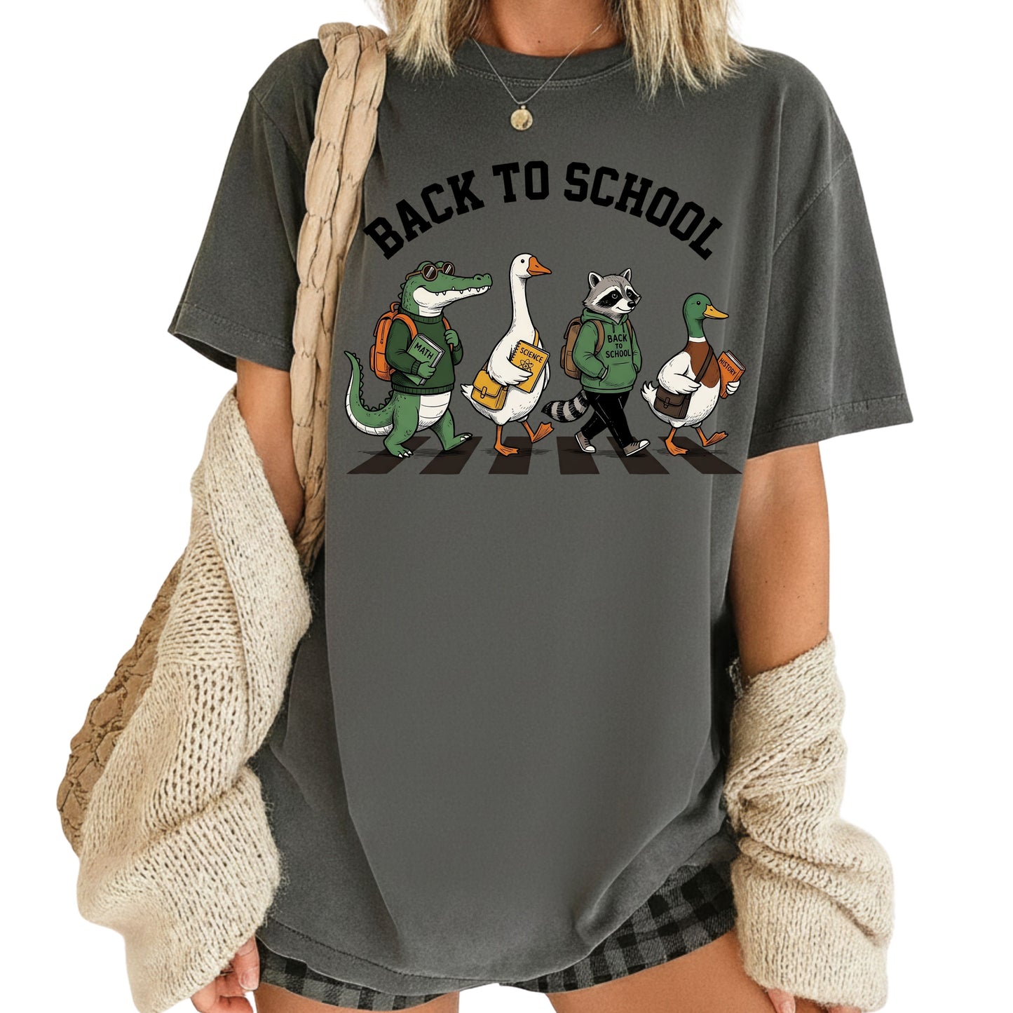 Back to School Animal T-Shirt, Abbey Road Alligator Goose Raccoon Duck Tee Sweatshirt