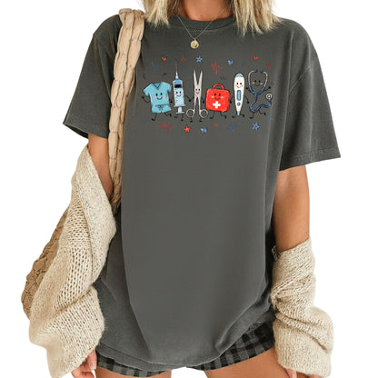 Cute Nurse Life Medical T-Shirt, Stethoscope Scrubs Syringe First Aid Healthcare Tee