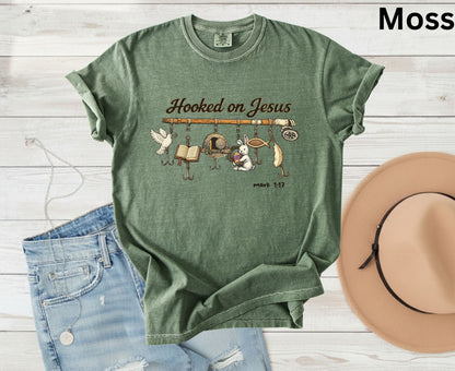 Hooked On Jesus T Shirt Mark 1:17 Christian Fishing Tee Easter Faith Shirt Adult Youth Toddler Baby Religious Gift Fishers Of Men Tee Shirt