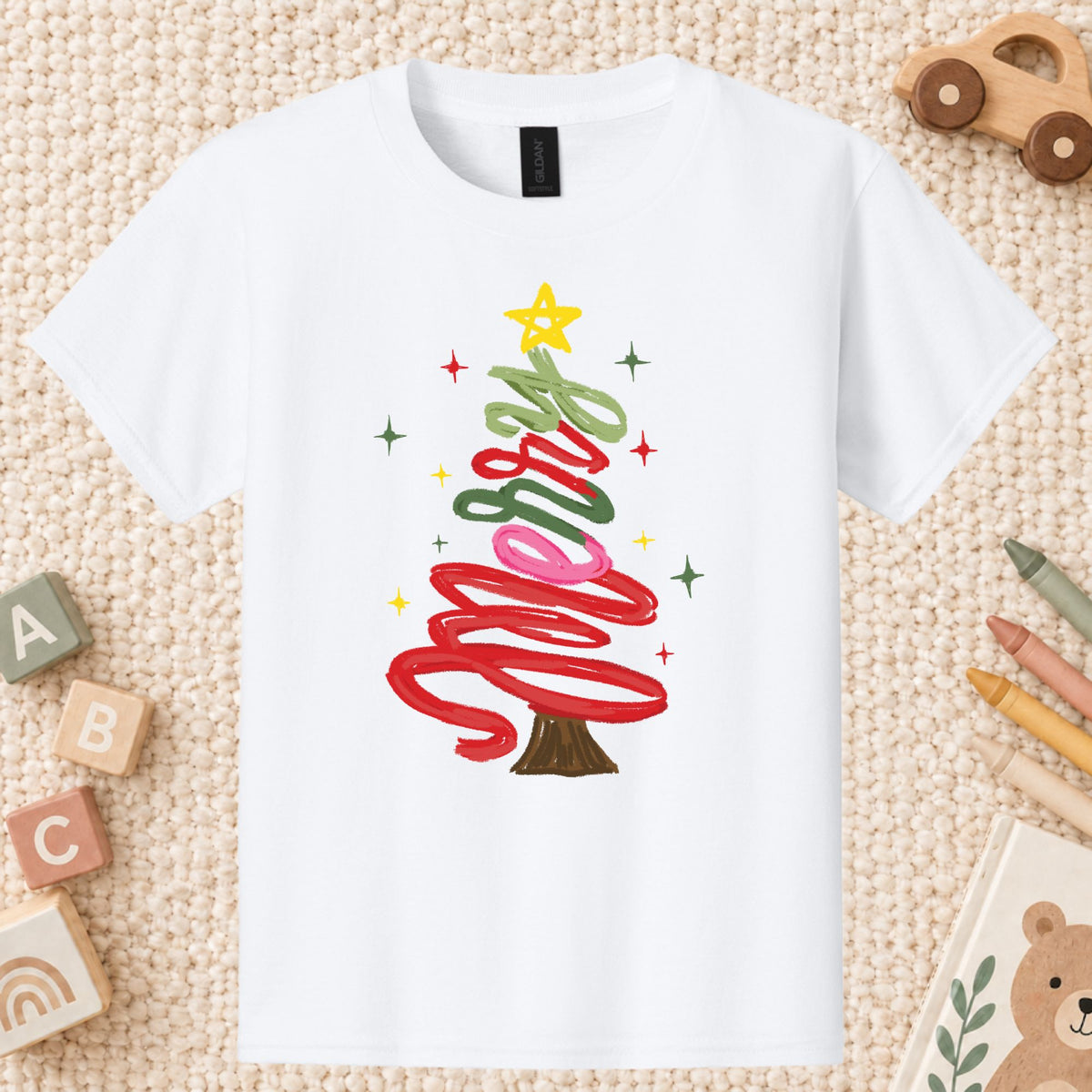 Merry Christmas T-Shirt, Script Tree Sparkle Tee, Festive Holiday Sweatshirt