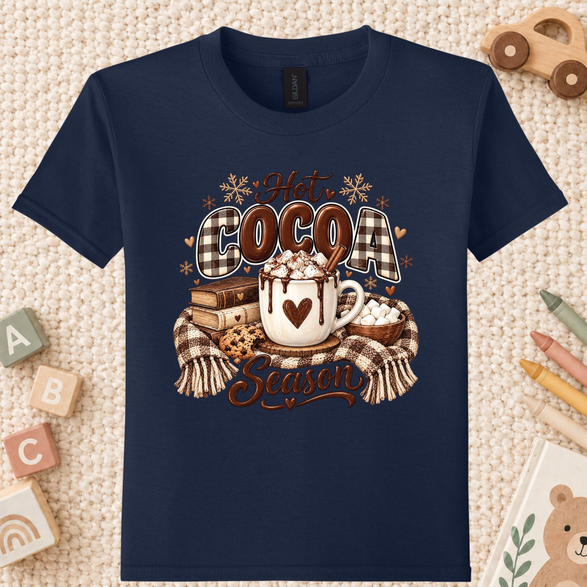 Hot Cocoa Season T-Shirt, Books and Cookies Christmas Tee, Cozy Winter Sweatshirt