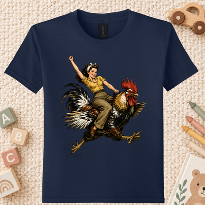 Vintage Woman Riding Rooster T-Shirt, Funny Country Farmhouse Chicken Graphic Tees