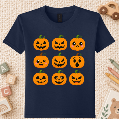 Pumpkin Faces Halloween T-Shirt for Toddler and Kids