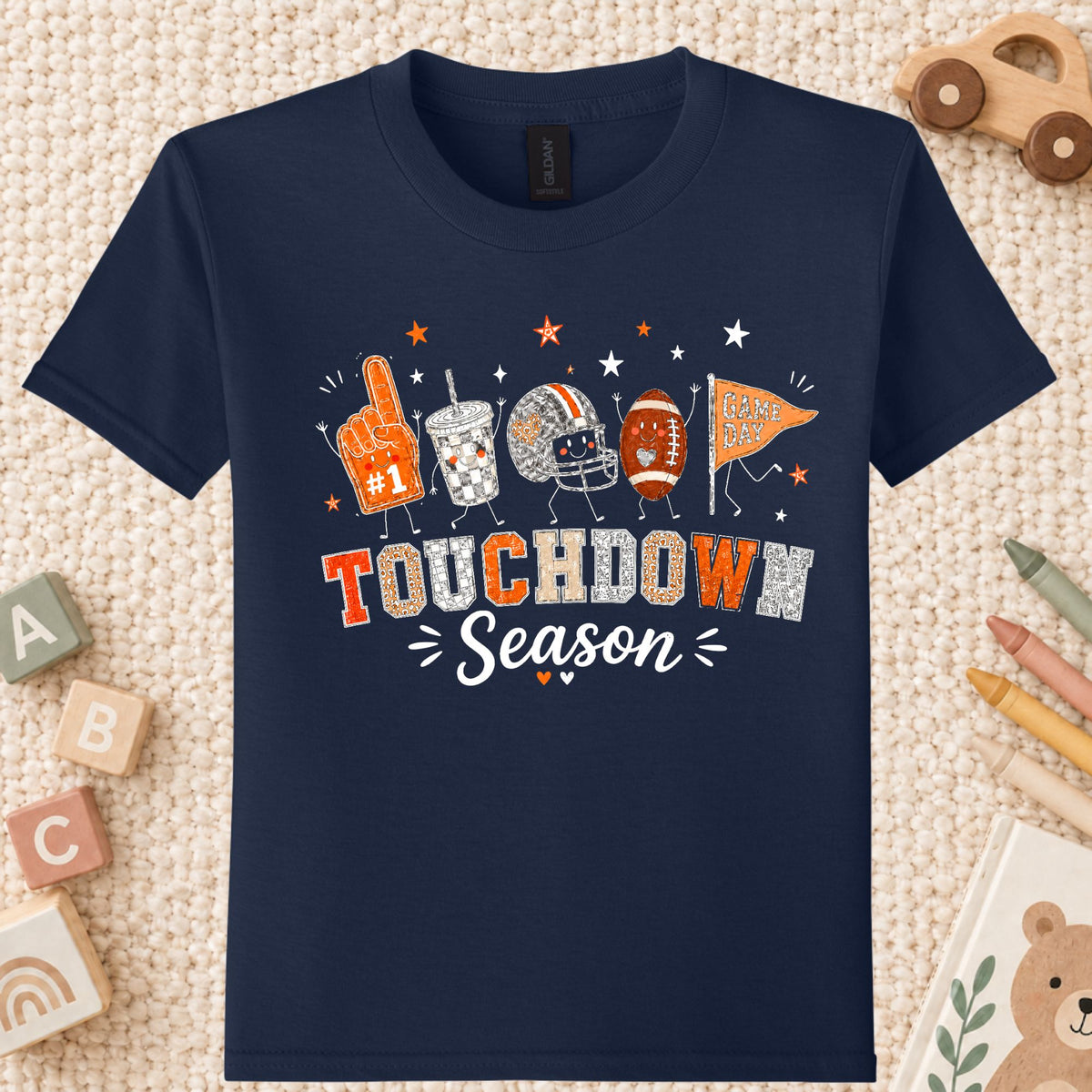Touchdown Season Football T-Shirt, Game Day Fall Tee for Toddler and Kids
