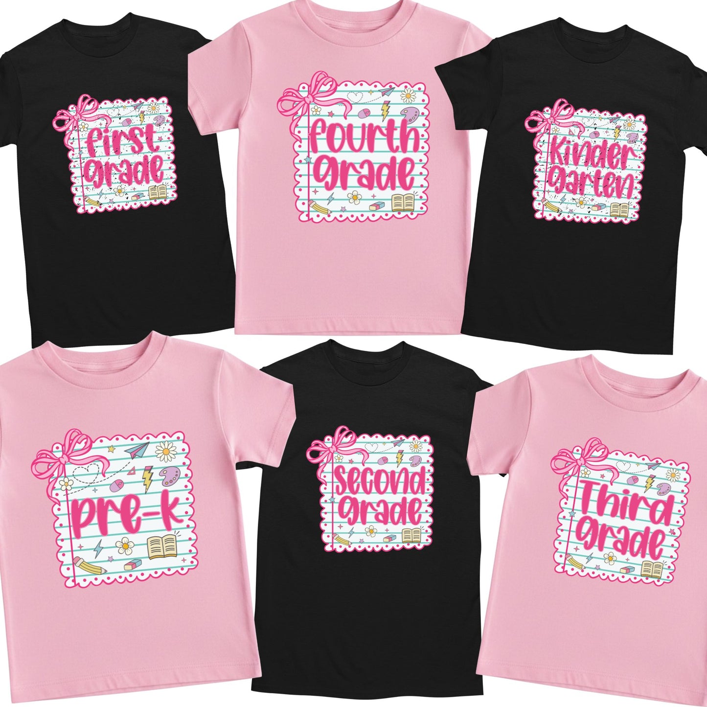 Preppy Back to School Grade Shirt Kinderarten Pre-K First Grade Second Grade Third Grade Fourth Grade Fifth Grade Kids Teacher School Tees