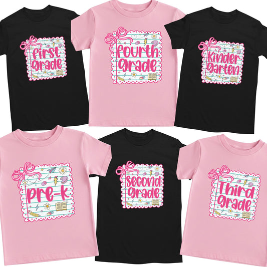 Preppy Back to School Grade Shirt Kinderarten Pre-K First Grade Second Grade Third Grade Fourth Grade Fifth Grade Kids Teacher School Tees