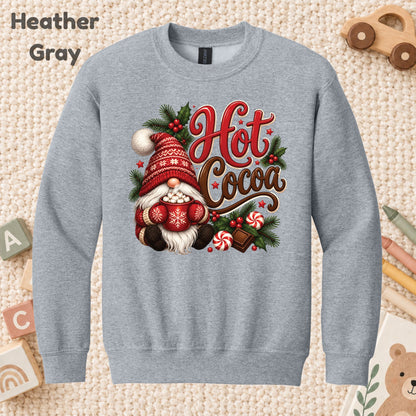 Christmas Gnome T-Shirt, Hot Cocoa Peppermint and Holly Graphic Tee, Cute Holiday Shirt