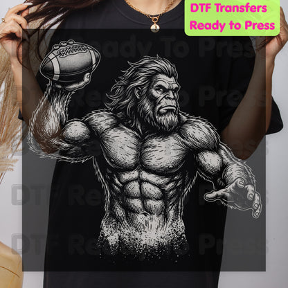 Football DTF Transfer, Bigfoot Sasquatch Throwing Football Silhouette