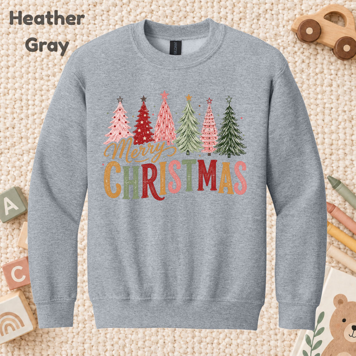 Colorful Christmas Tree T-Shirt, Gold Script Holiday Tee, Festive Christmas Sweatshirt