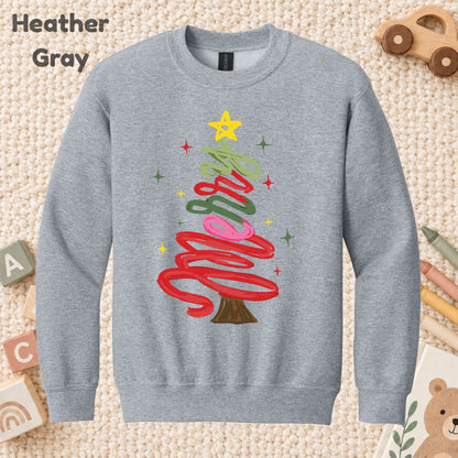 Merry Christmas T-Shirt, Script Tree Sparkle Tee, Festive Holiday Sweatshirt