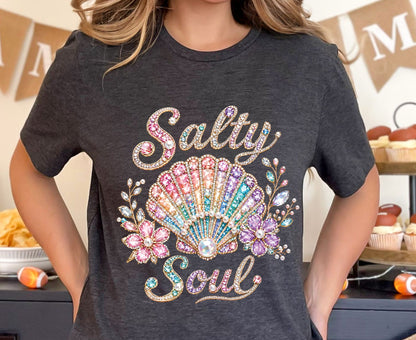 Summer Premade Gang Sheet Beach Theme DTF Transfer ready to Press Salty Soul Crabby Heat Transfer for Shirts
