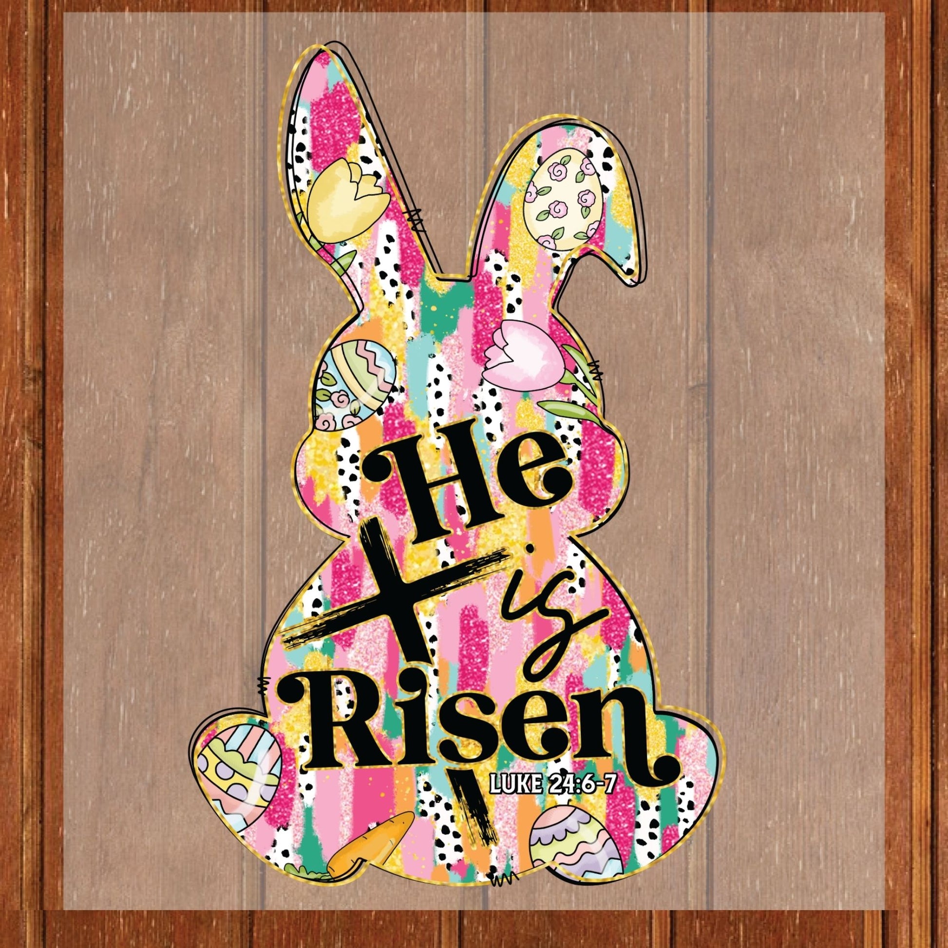 He is Risen Easter Bunny DTF Transfer ready to Press Faith Based Apparel Heat Transfer for Shirts Christian Character UV Sticker Prints