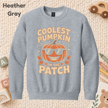 Coolest Pumpkin in the Patch T-Shirt, Retro Halloween Sunglasses Fall Season Tee for Toddler and Kids