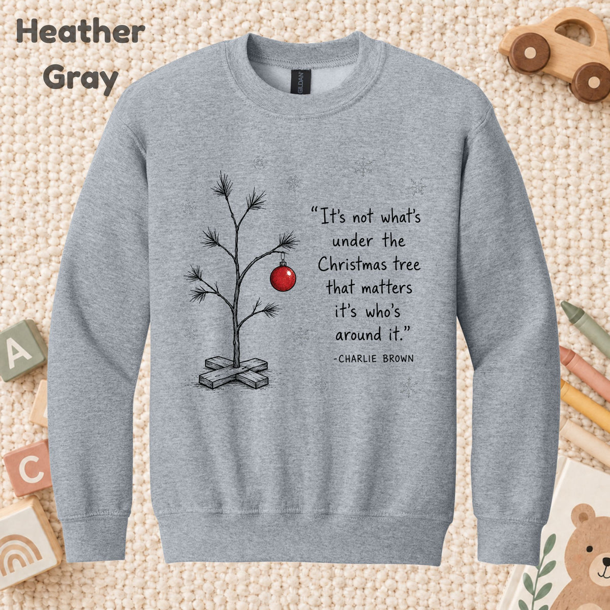 Christmas Tree T-Shirt, Who’s Around It Red Ornament Quote Tee, Nostalgic Holiday Sweatshirt