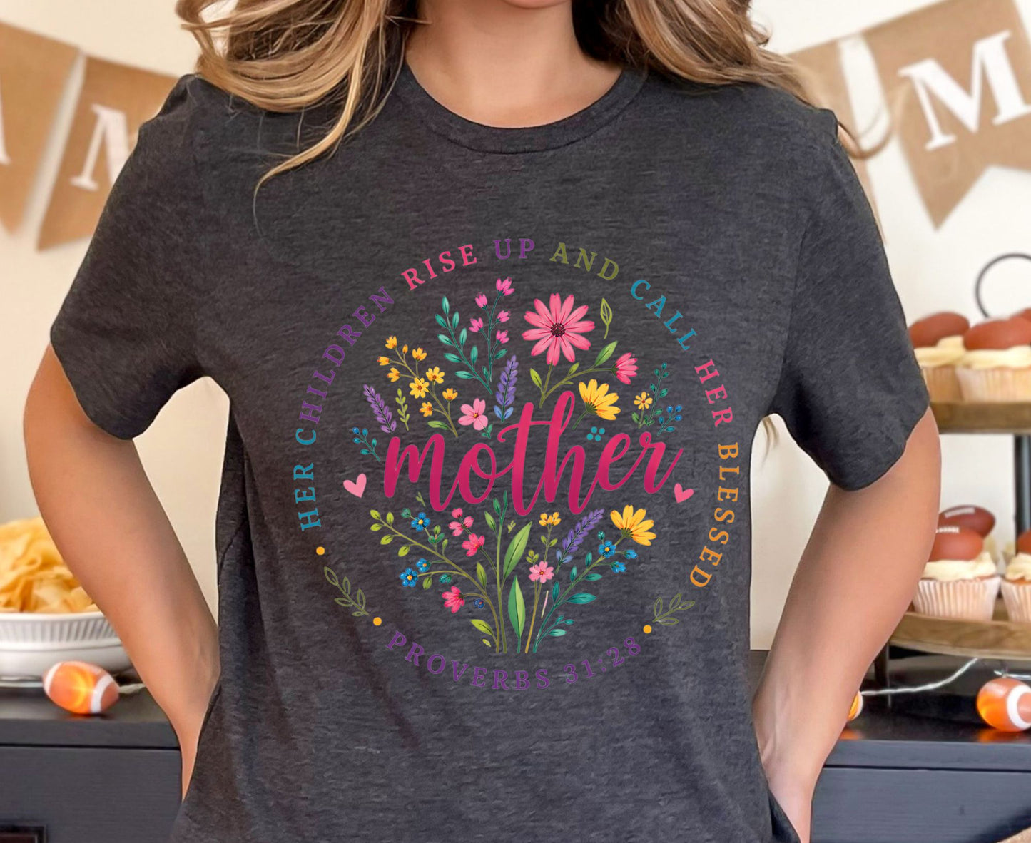 Proverbs 31:28 Mother T Shirt Christian Floral Tee Her Children Call Her Blessed Shirt Religious Mom Gift Adult Youth Toddler Baby Apparel