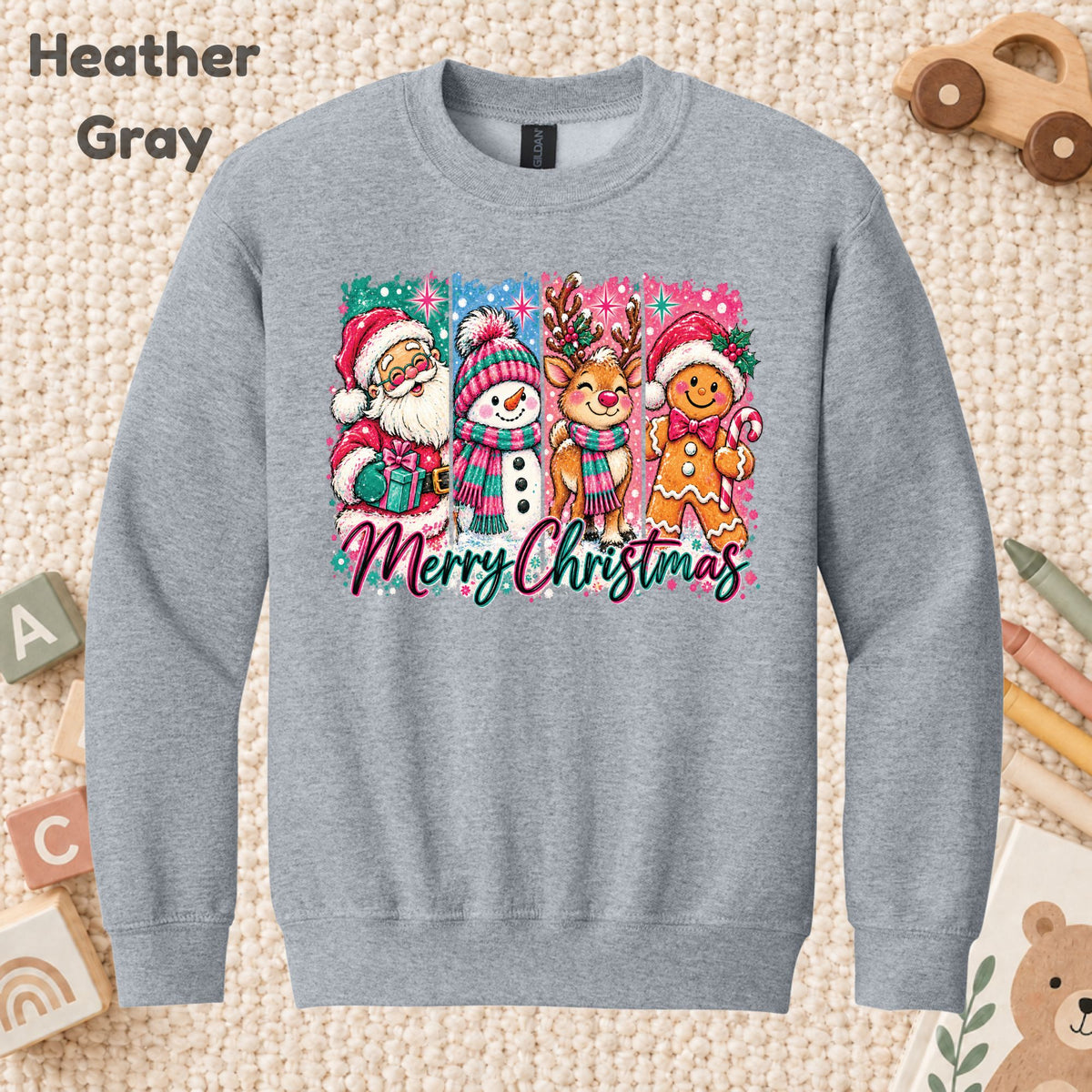 Christmas Characters T-Shirt, Santa Snowman Reindeer Gingerbread Tee, Holiday Sweatshirt