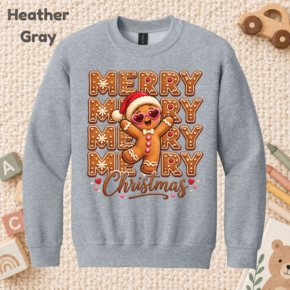 Funny Gingerbread Christmas T-Shirt, Merry Gingerbread Man with Sunglasses Graphic Tee, Cute Holiday Shirt