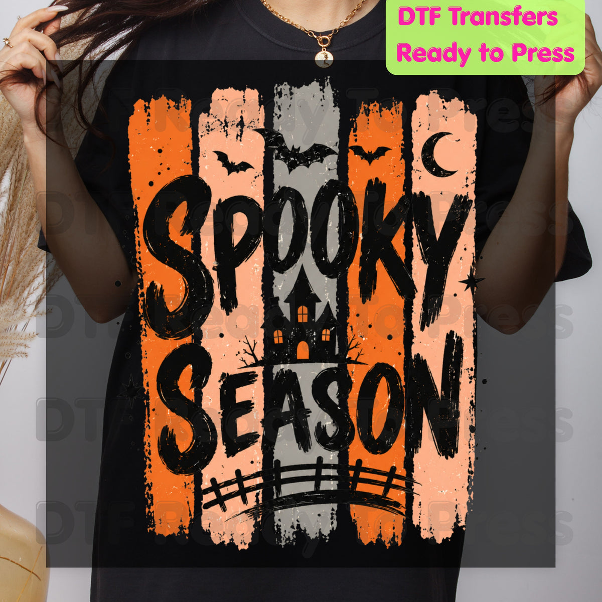 Spooky Season Halloween DTF Transfers, Haunted House Vintage Retro Ready to Press