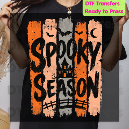 Spooky Season Halloween DTF Transfers, Haunted House Vintage Retro Ready to Press