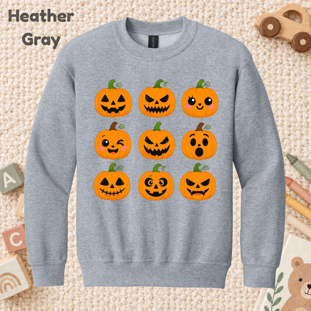 Pumpkin Faces Halloween T-Shirt for Toddler and Kids