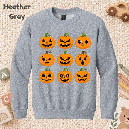 Pumpkin Faces Halloween T-Shirt for Toddler and Kids