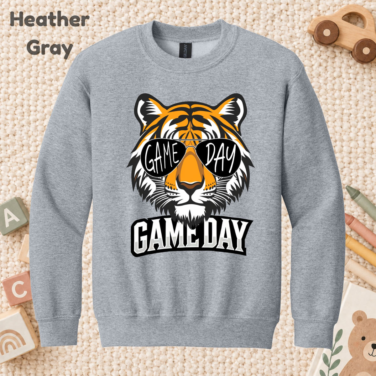Game Day Tiger Mascot T-Shirt, Football Sports Sunglasses Team Spirit Tee for Toddler and Kids