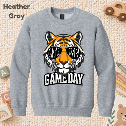 Game Day Tiger Mascot T-Shirt, Football Sports Sunglasses Team Spirit Tee for Toddler and Kids