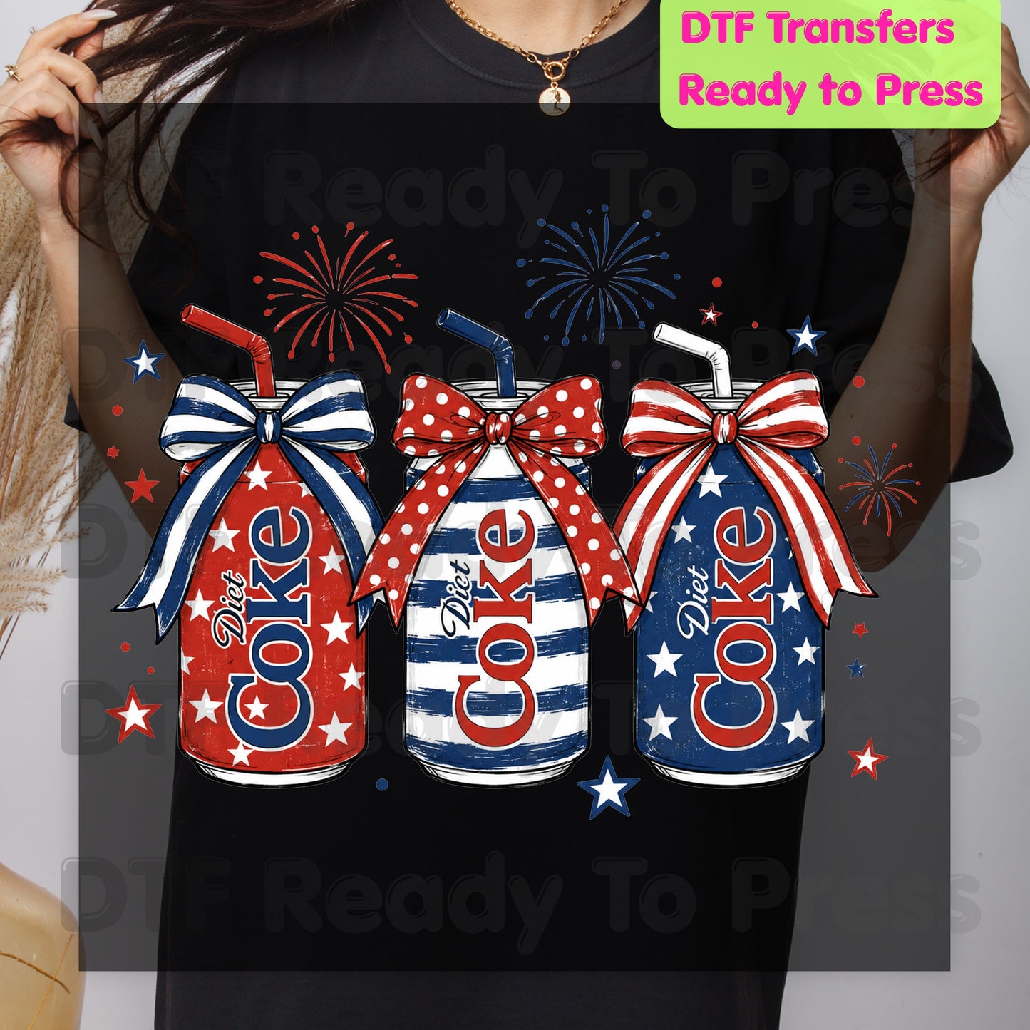 Patriotic Diet Coke Cans DTF Transfer Ready to Press