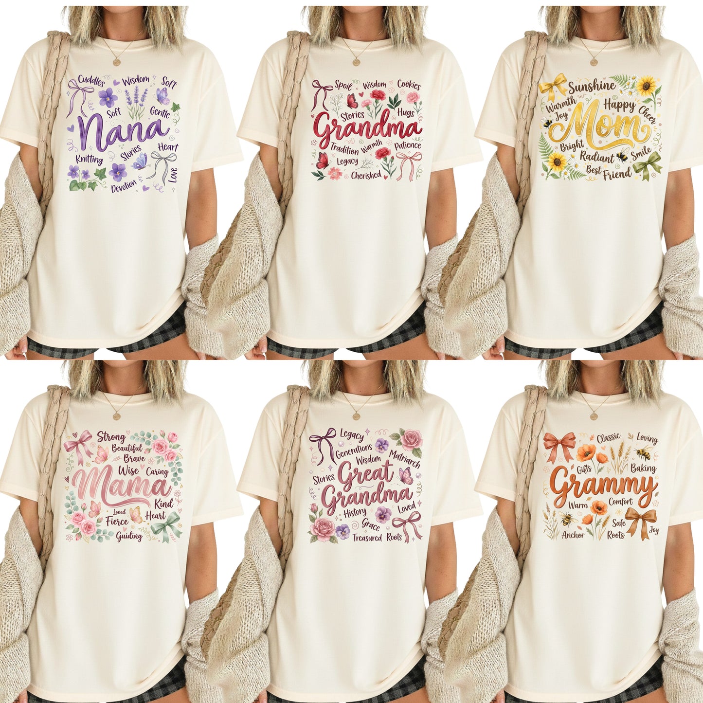 Mom Comfort Colors T Shirt Nana Grandma Tees Mothers Day Gift For Mama Grammy Shirts Great Grandma Apparel
