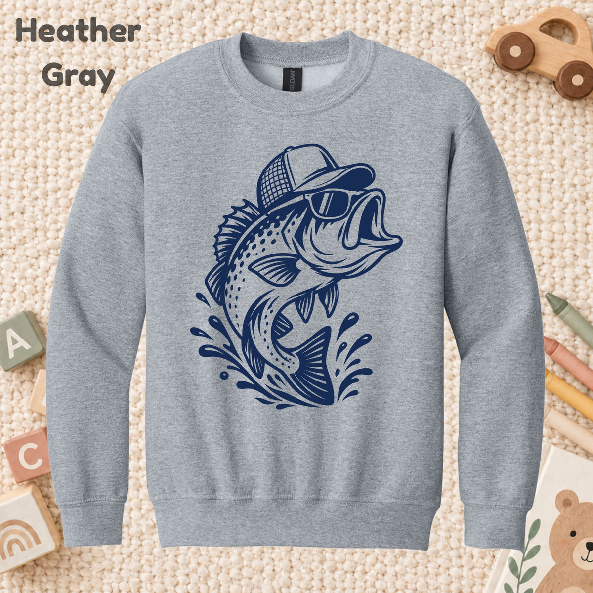 Funny Bass Fishing T-Shirt, Bass Fish with Sunglasses and Trucker Hat Graphic Tee, Fisherman Gift Shirt