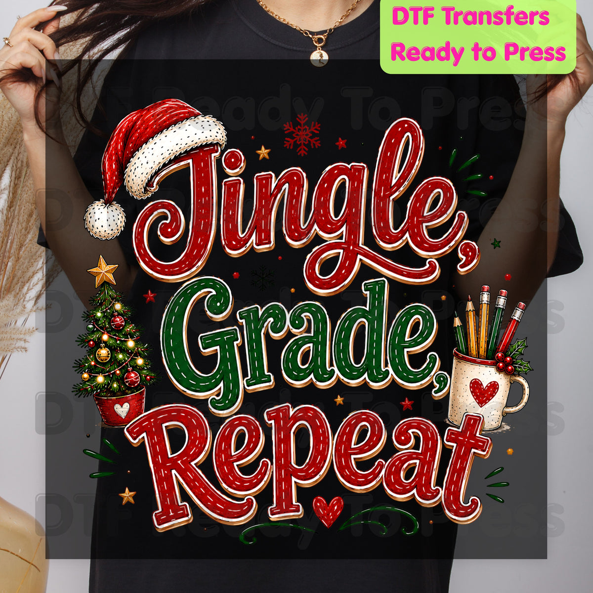 Merry Little Sparks DTF Transfers, Christmas Cable Knit Bow Disco Holiday Ready to Press
