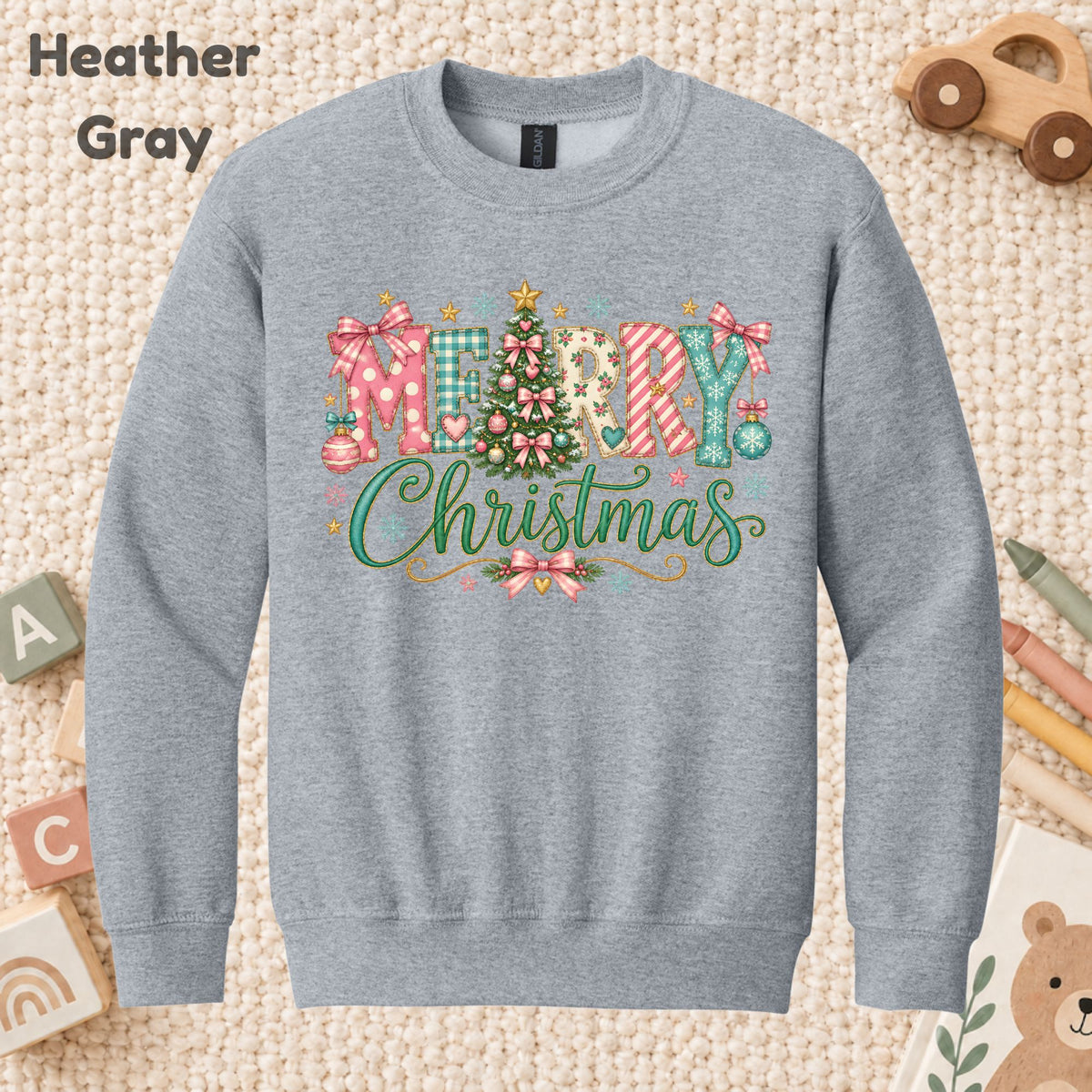 Pastel Pink Bow Christmas T-Shirt, Merry Christmas Tree Graphic Tee, Cute Coquette Holiday Shirt